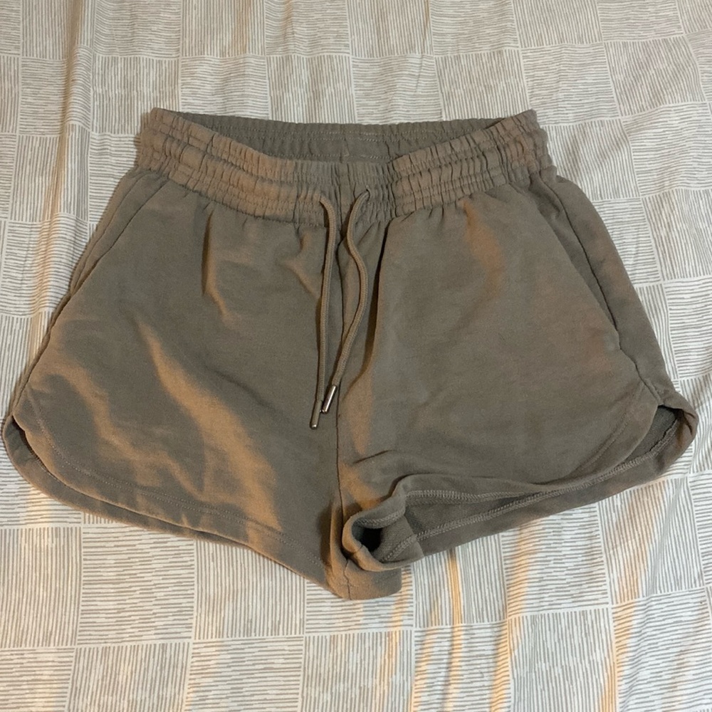 tan sweat shorts